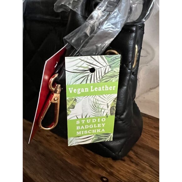 Badgley Mischka Mini Diamond Quilted Black Tote Purse w/ Key & Lock NWT - Picture 4 of 5